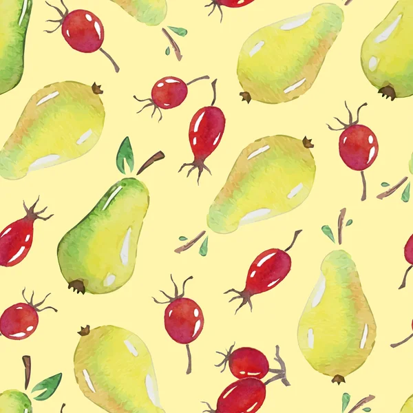 Μοτίβο με ακουαρέλα αχλάδια και άλλα-φρούτα — Διανυσματικό Αρχείο