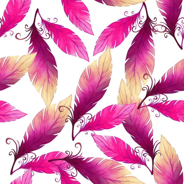 Seamless pattern with bird feathers — Stock Vector