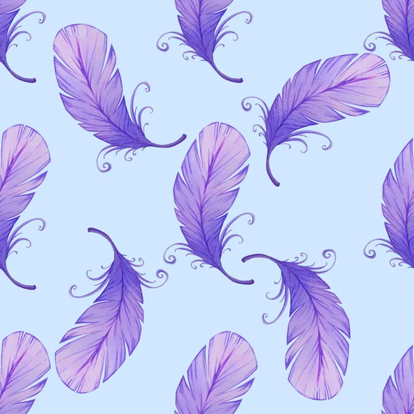 Motif sans couture avec plumes d'oiseau — Image vectorielle