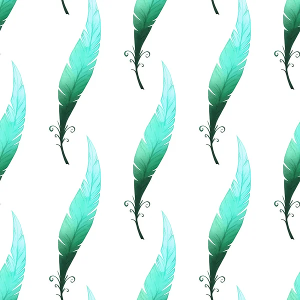 Naadloze patroon met veren van de vogel — Stockvector