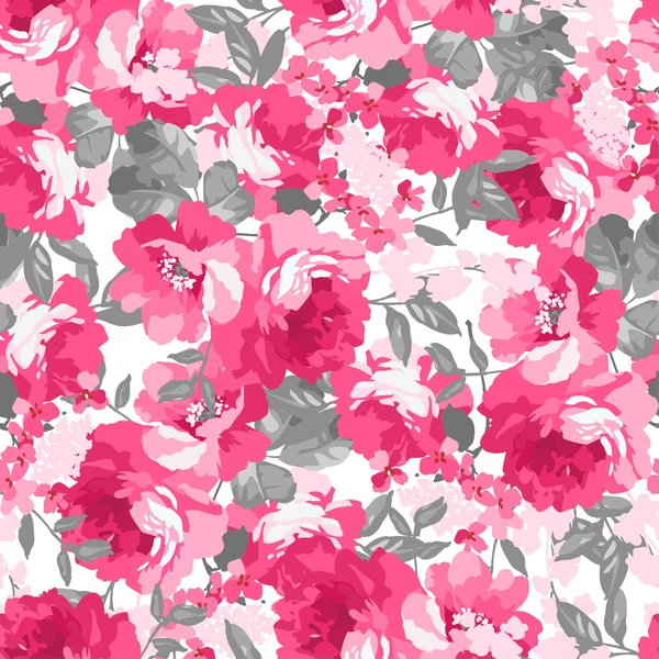 Seamless pattern with pink roses — Stock Vector