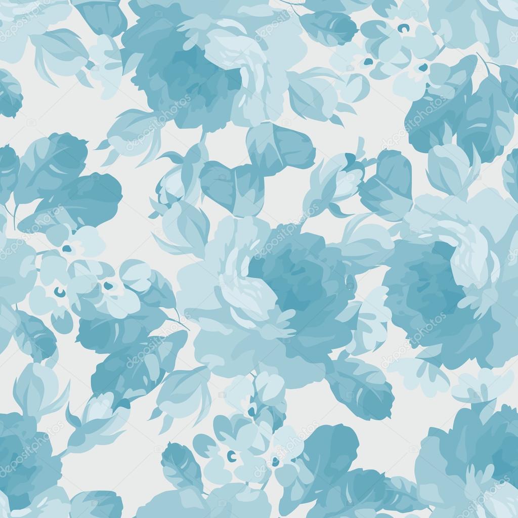 floral pattern with blue roses