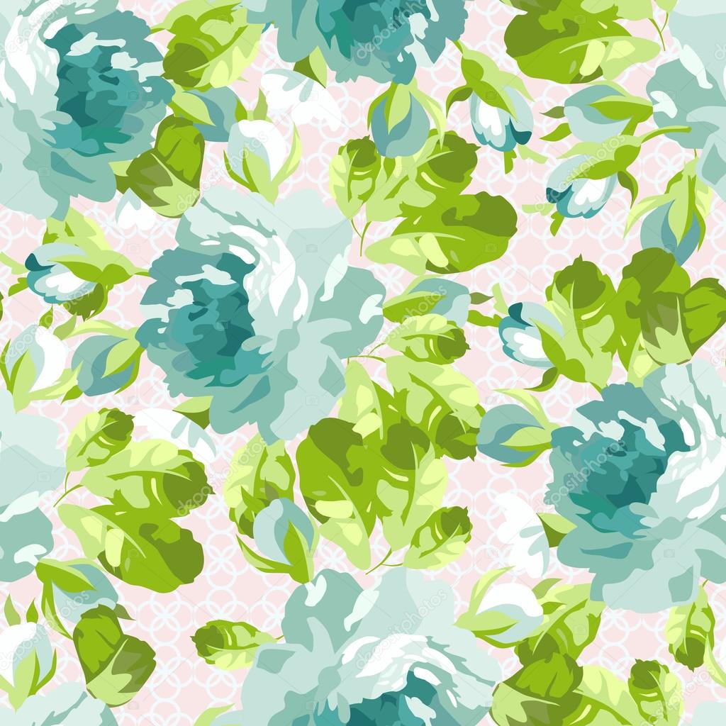 floral pattern with blue roses