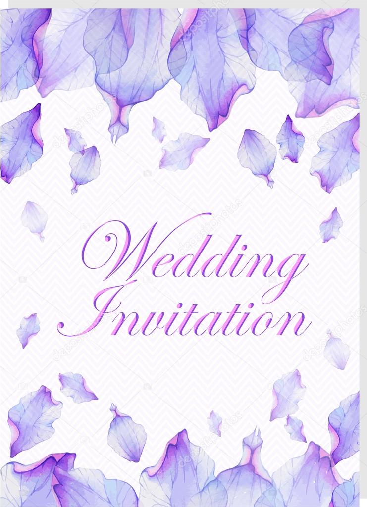 invitation with Watercolor flower petals
