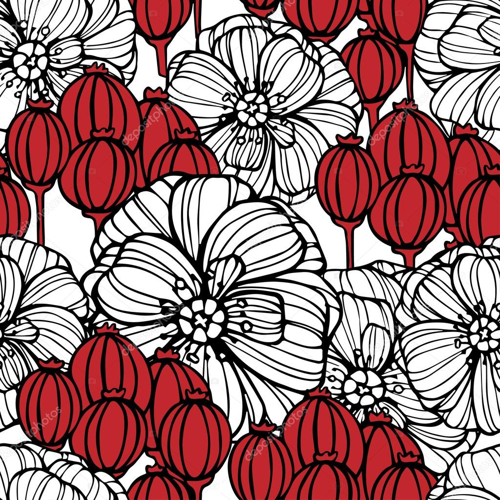 floral pattern with poppies flowers
