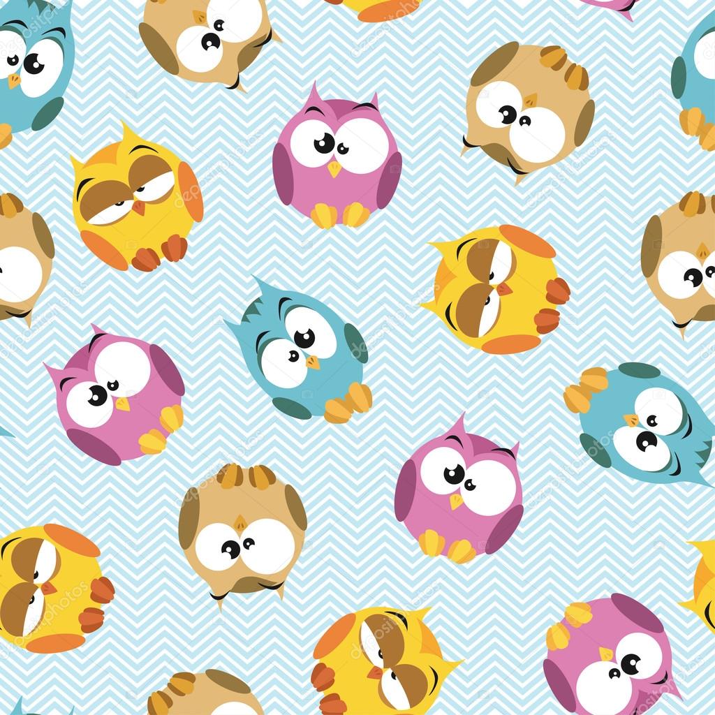 pattern with cartoon owls