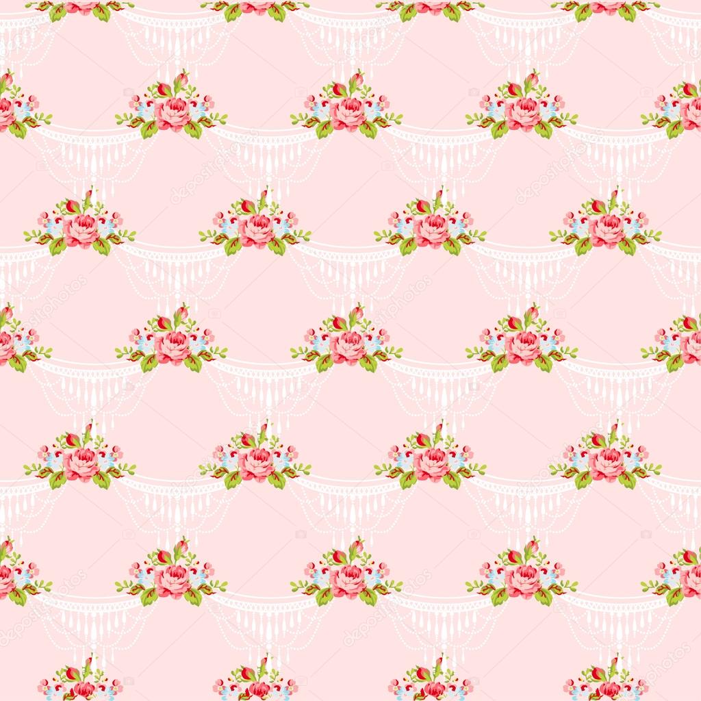 pattern with bouquets of English Roses