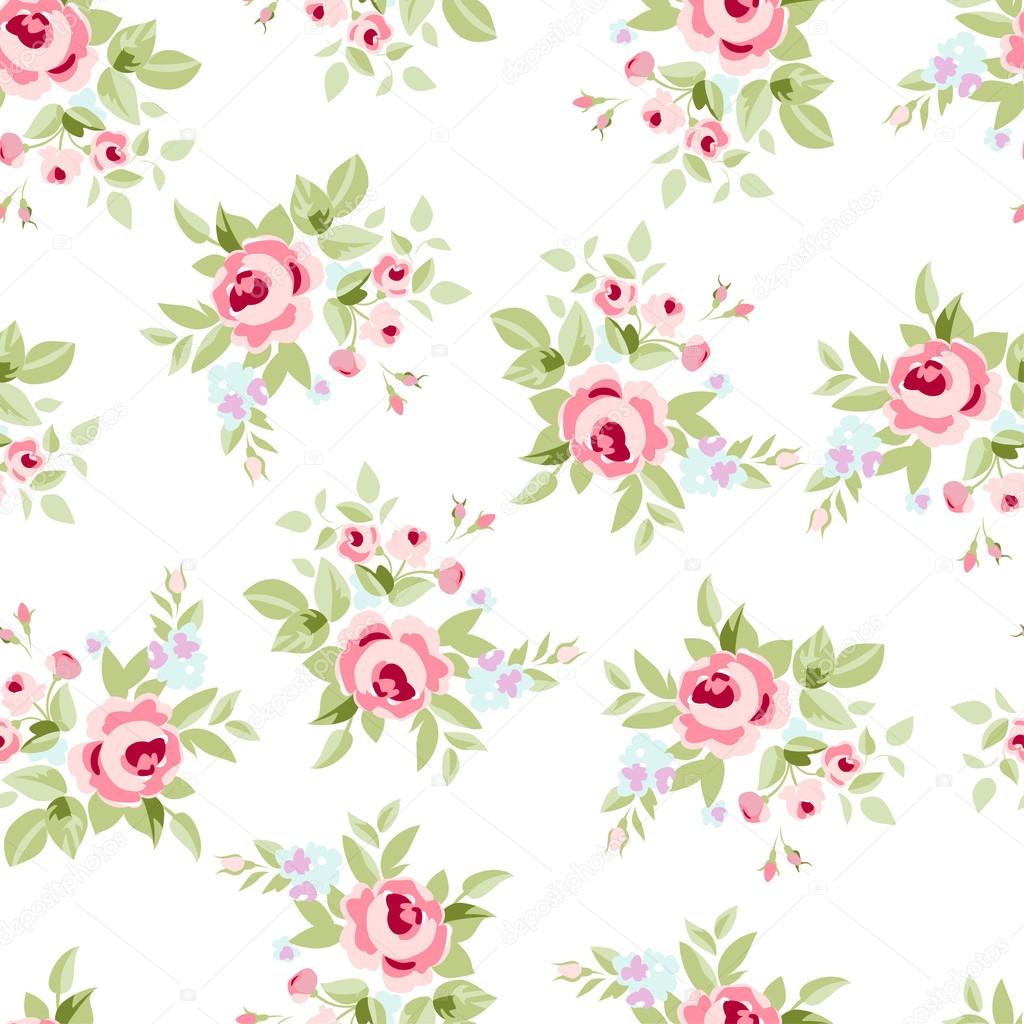 floral pattern with little pink roses