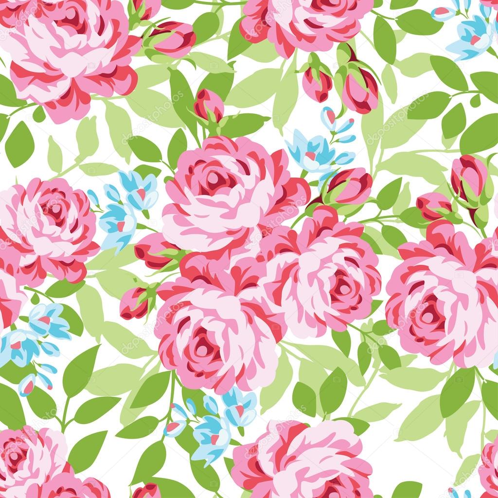 pattern with garden pink roses