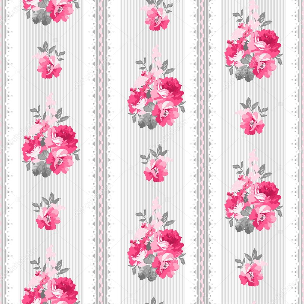 Seamless pattern with pink roses