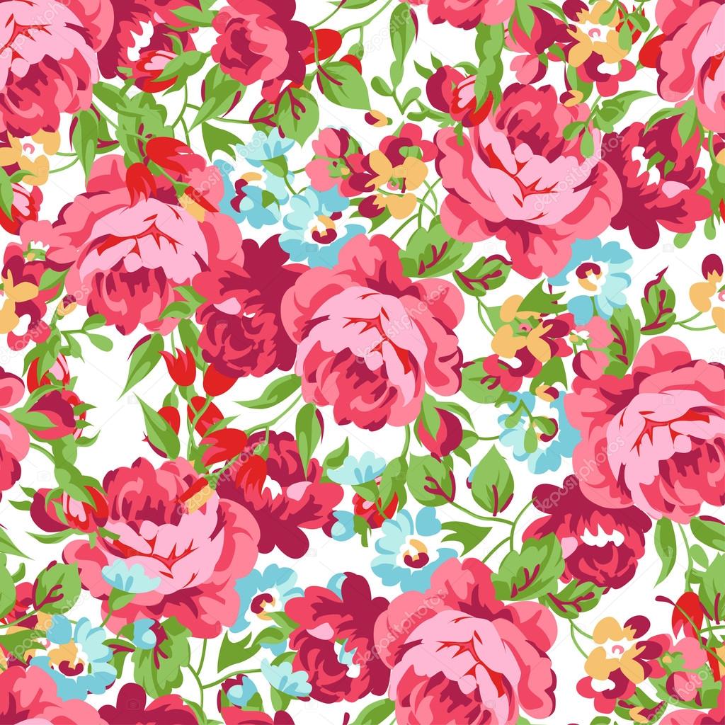floral pattern with red roses