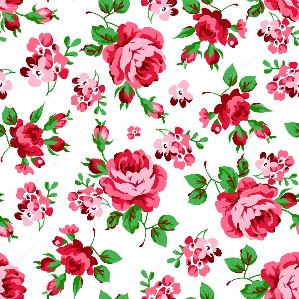 floral pattern with red roses