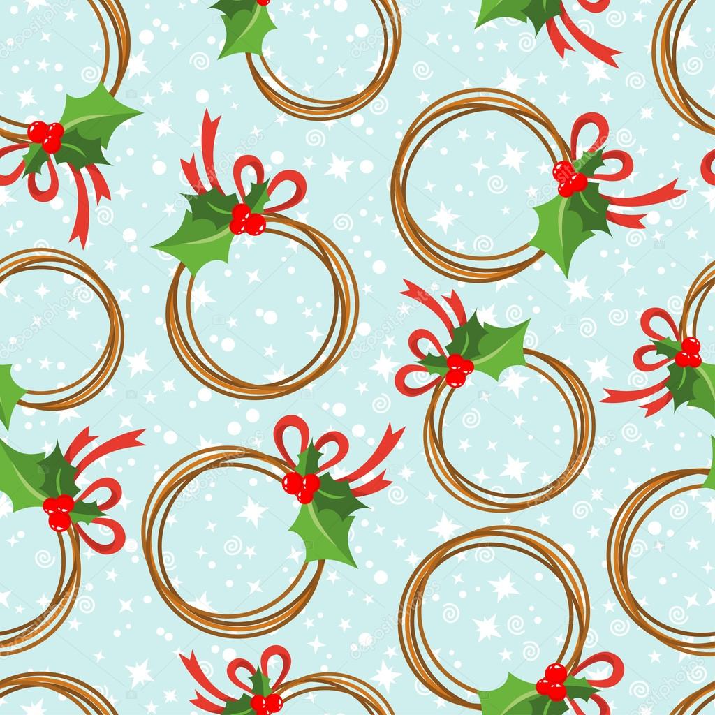 Seamless pattern with poinsettia
