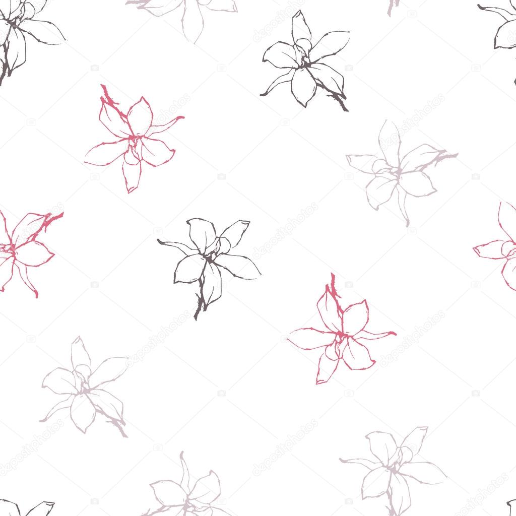 Seamless pattern with Pencil flowers