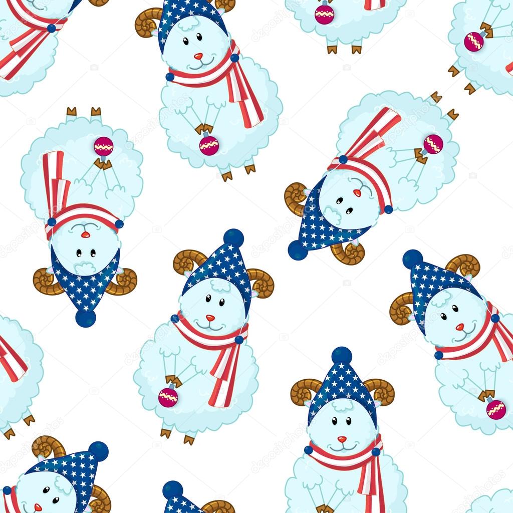 Seamless Pattern with Cute sheep