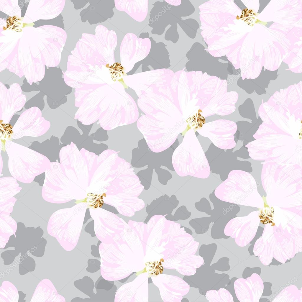 Pattern with pastel pink roses