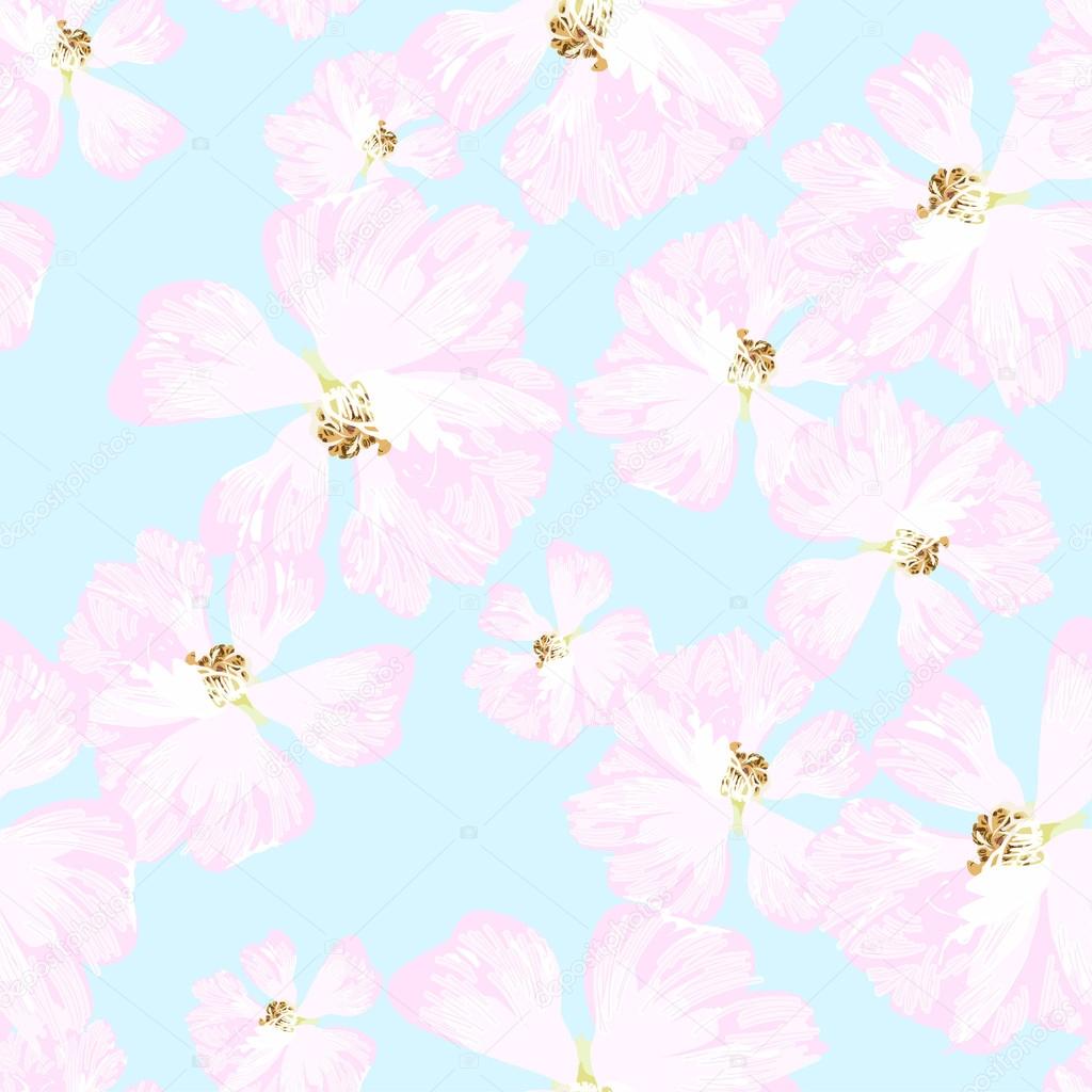 Pattern with pastel pink roses