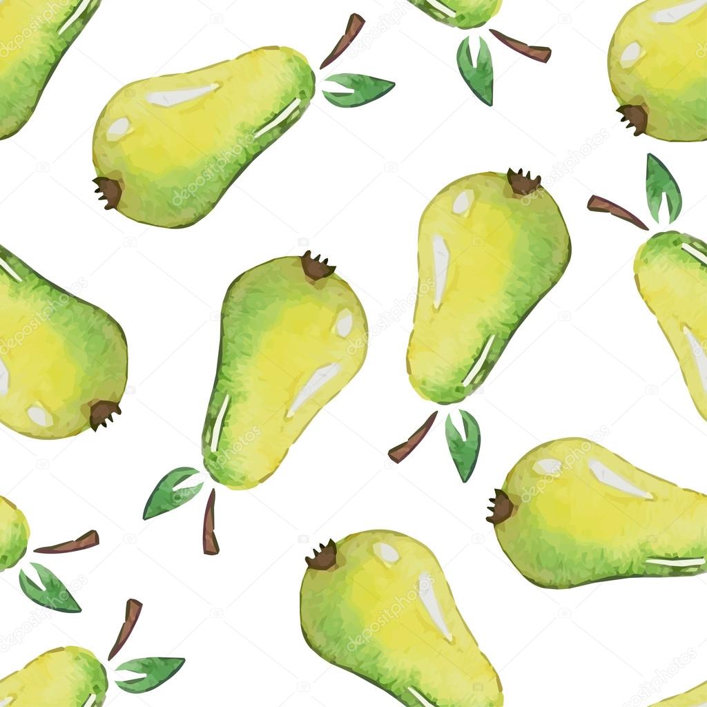 Pattern with watercolor pears