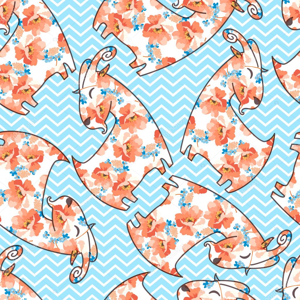 Seamless pattern with goats