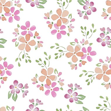 Suluboya çiçekli desen