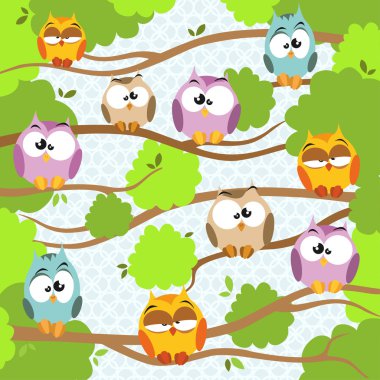 Arka plan ile sevimli baykuşlar