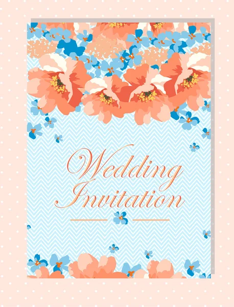 Floral wedding invitation with  flowers — Stock Vector
