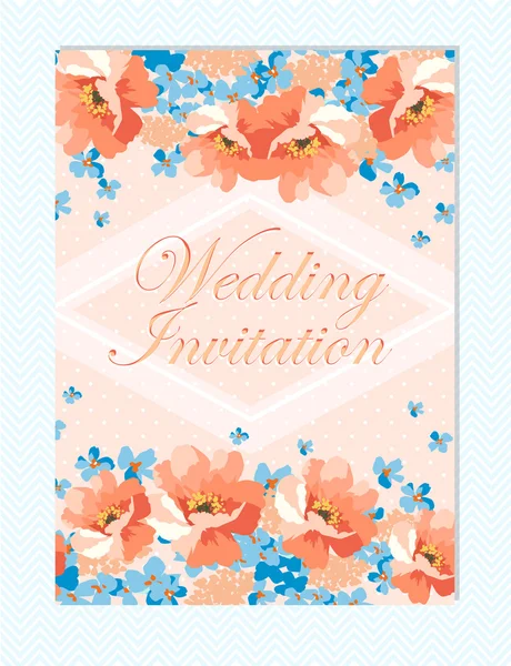 Floral wedding invitation with  flowers — Stock Vector