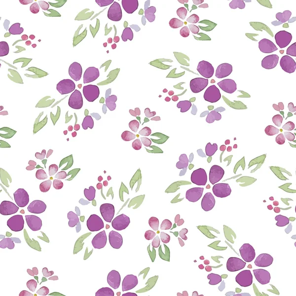 Pattern with watercolor flowers — Stock Vector