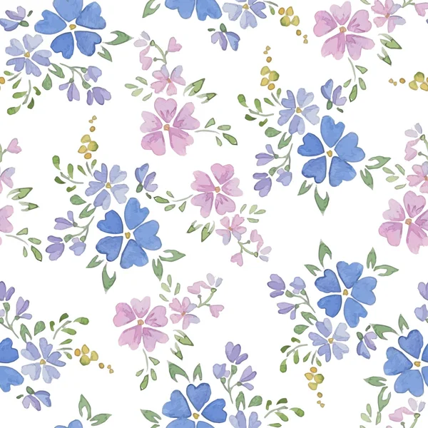 Padrão com flores aquarela — Vetor de Stock