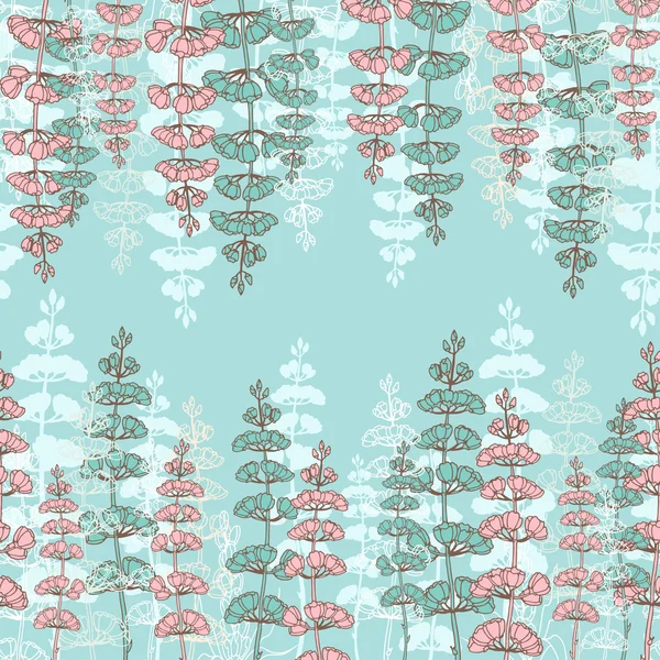 Muster mit Zeichnung Zweige von Blumen — Stockvektor