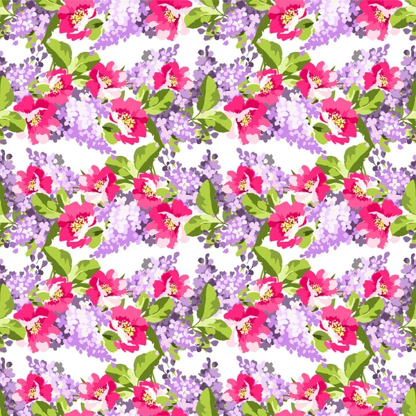 Patrón sin costuras con flores lila — Vector de stock