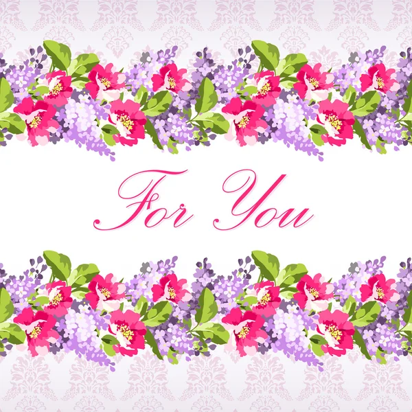 Tarjeta con flores lila — Vector de stock