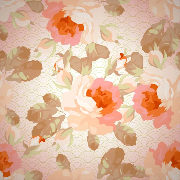Modèle sans couture avec des roses pastel — Image vectorielle