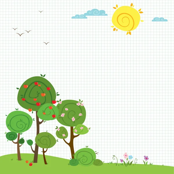 Paisaje de verano con naturaleza verde — Vector de stock