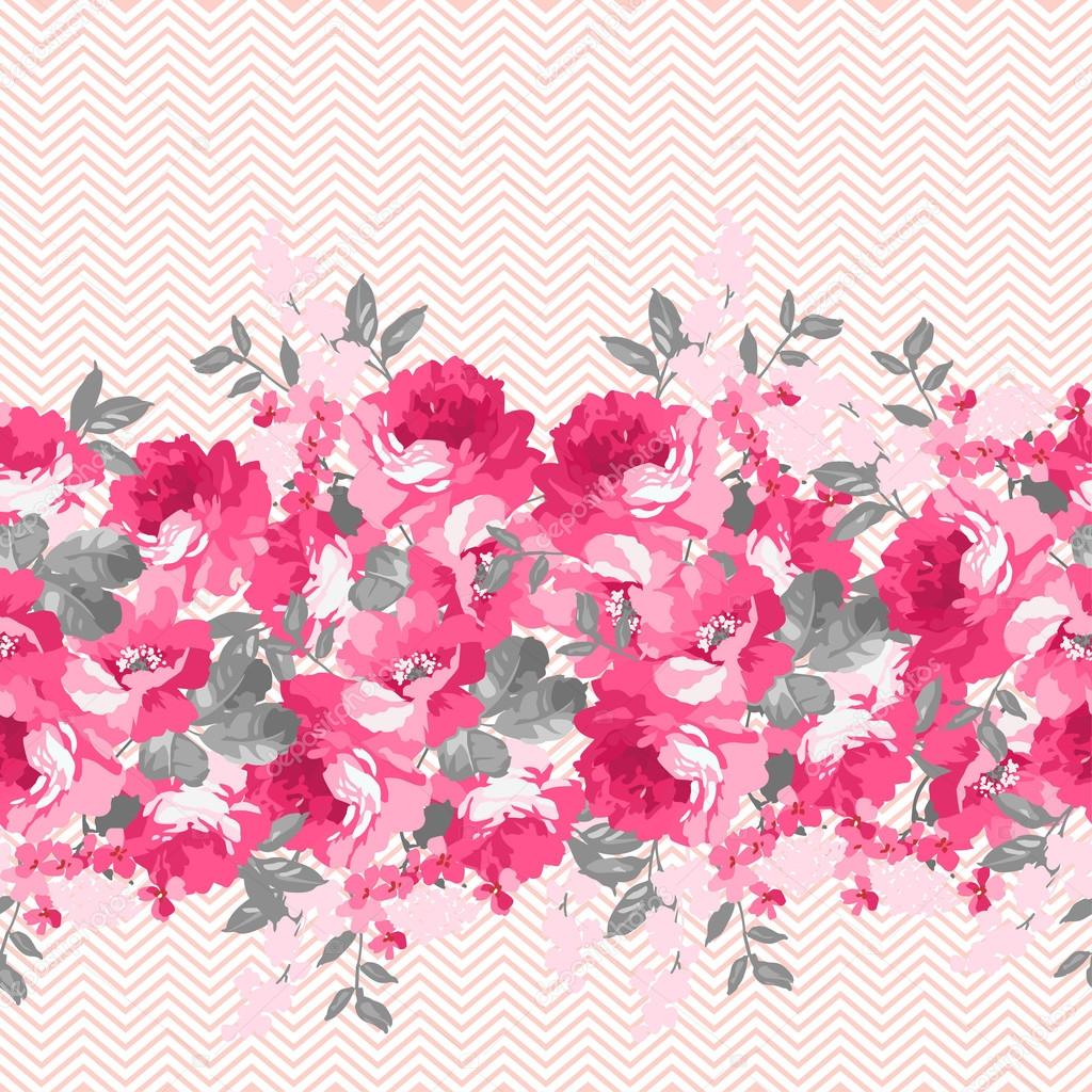 floral pattern with pink  roses