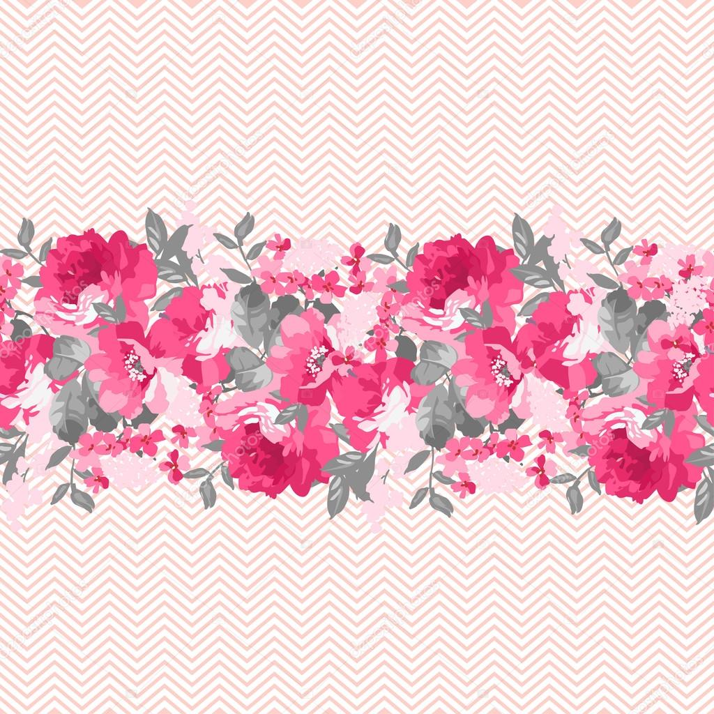 floral pattern with pink  roses