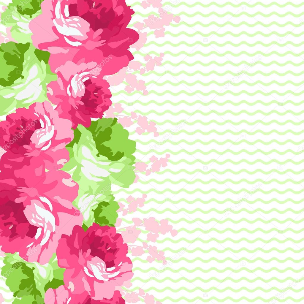 floral pattern with pink  roses