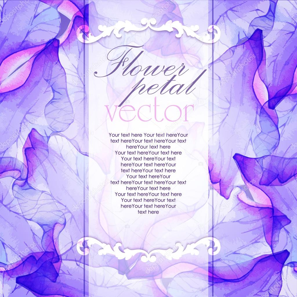 Watercolor card with Purple flower petals