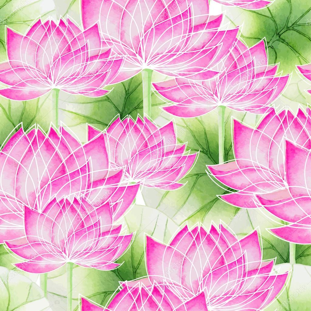 Seamless floral pattern with lotus
