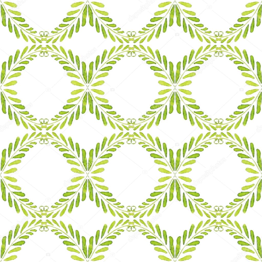 Pattern with watercolor leaves