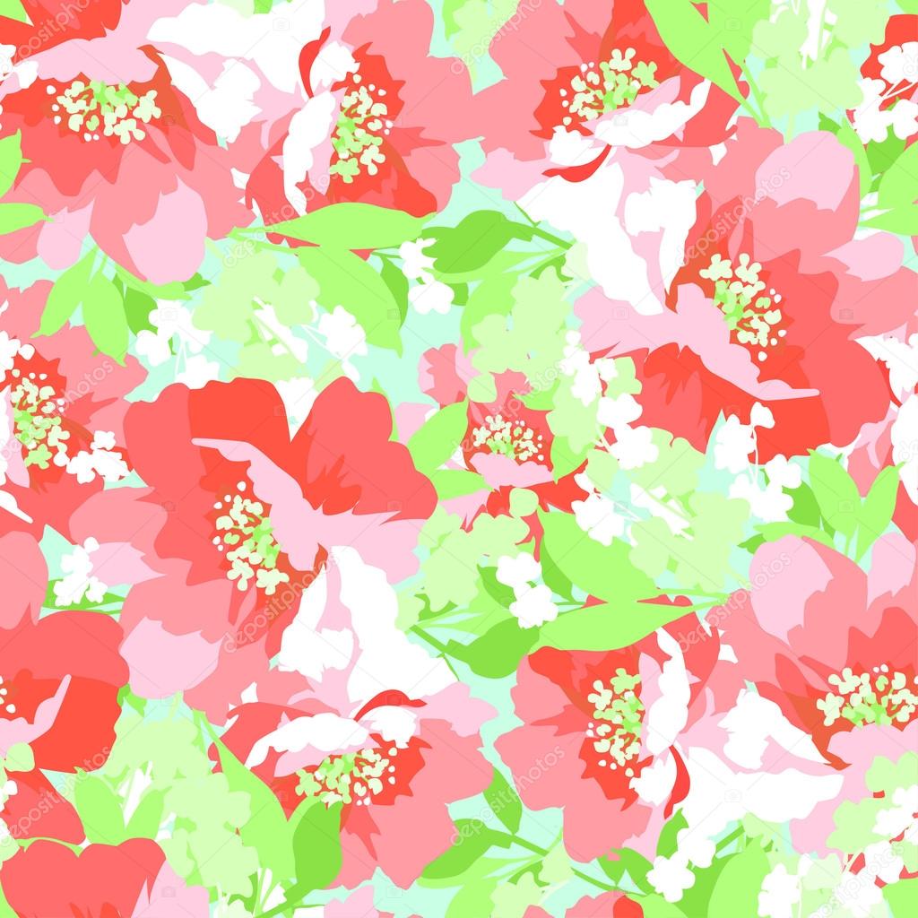 pattern with Beautiful Flowers wild roses