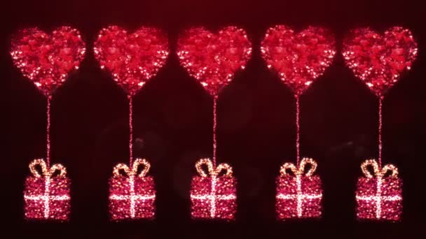 Aftelkalender voor Valentijnsdag abstracte achtergrond, loopbare. — Stockvideo