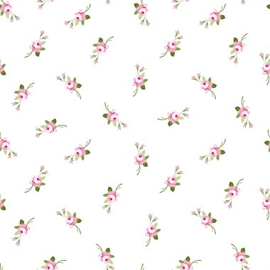 Seamless floral pattern with little flowers pink roses clipart