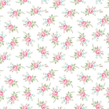 Seamless floral pattern with little flowers pink roses