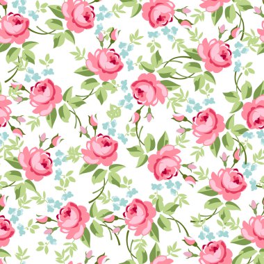 Küçük kırmızı güller ile sorunsuz çiçek desenli