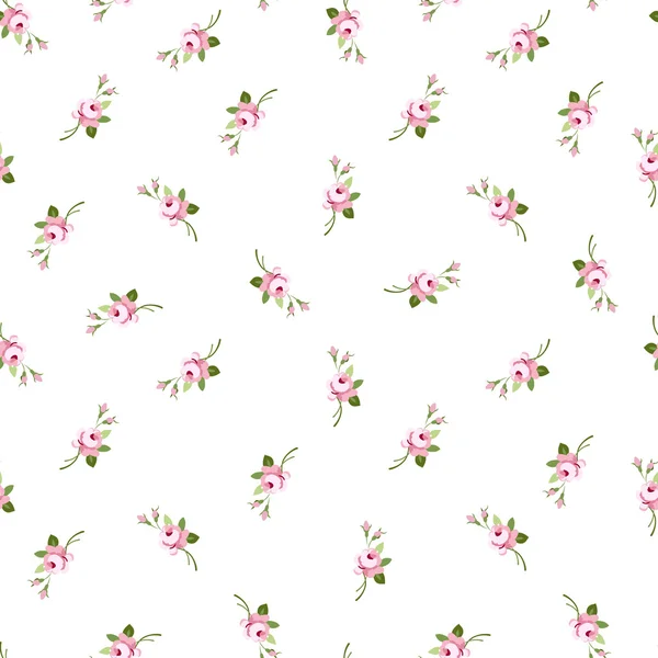 Seamless floral pattern with little flowers pink roses — Stock Vector