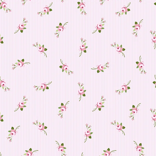 Seamless floral pattern with little flowers pink roses — Stok Vektör