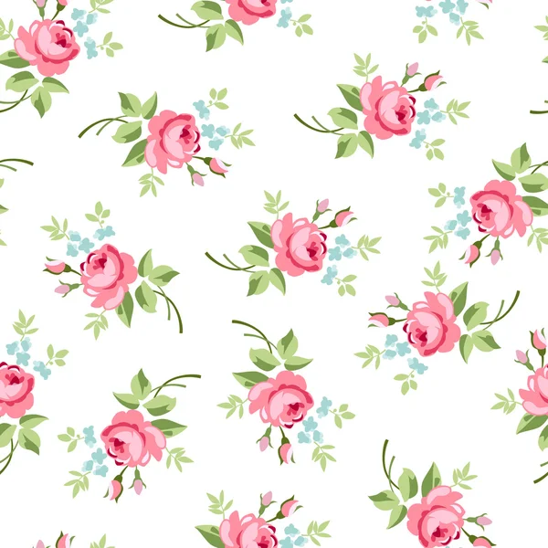 Motif floral sans couture avec des petites roses rouges — Image vectorielle