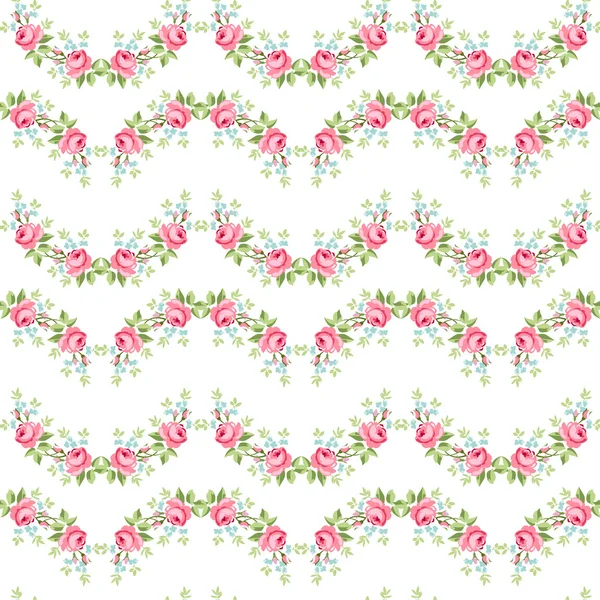 Nahtloses Blumenmuster mit kleinen rosa Rosen, — Stockvektor