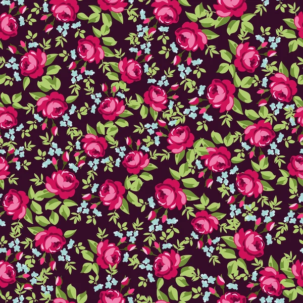 Motif floral sans couture avec des petites roses rouges — Image vectorielle